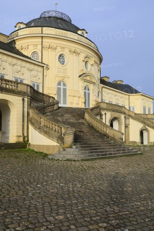 Rococo-style hunting and pleasure palace Schloss Solitude, built by Duke Carl Eugen von Wuerttemberg, Stuttgart, Baden-Wuerttemberg, Germany, Europe