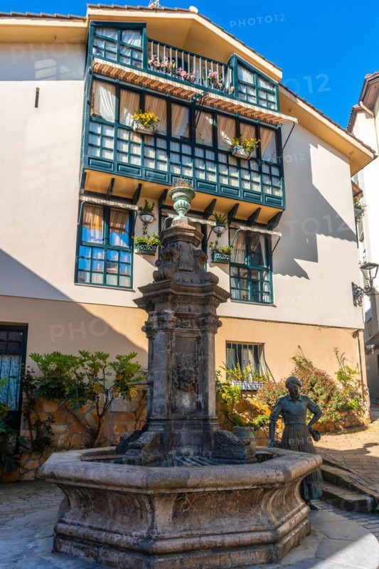 Fuente De San Juan in the town of Zumaia on the way up to the flysch, Gipuzkoa. Basque Country