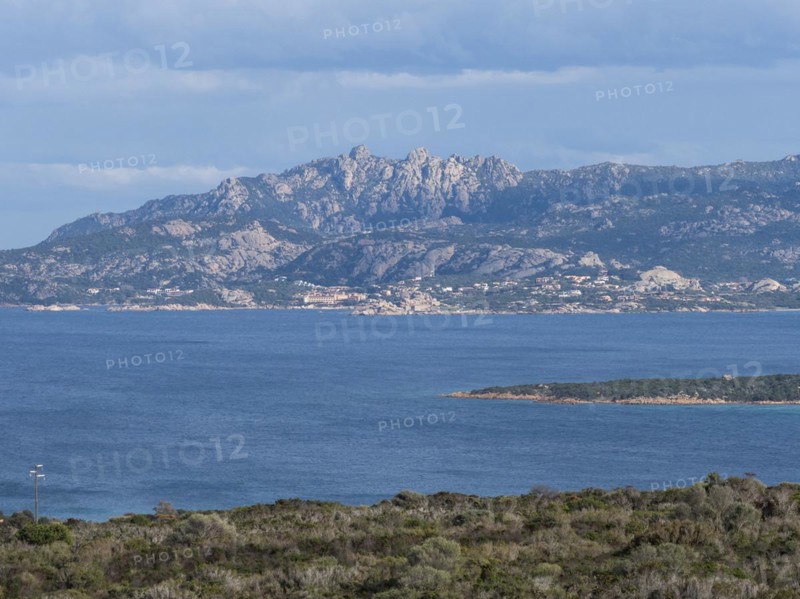 View of the mountainous coast near La Maddalena, granite rocks, near Palau, Sardinia, Italy, Europe
