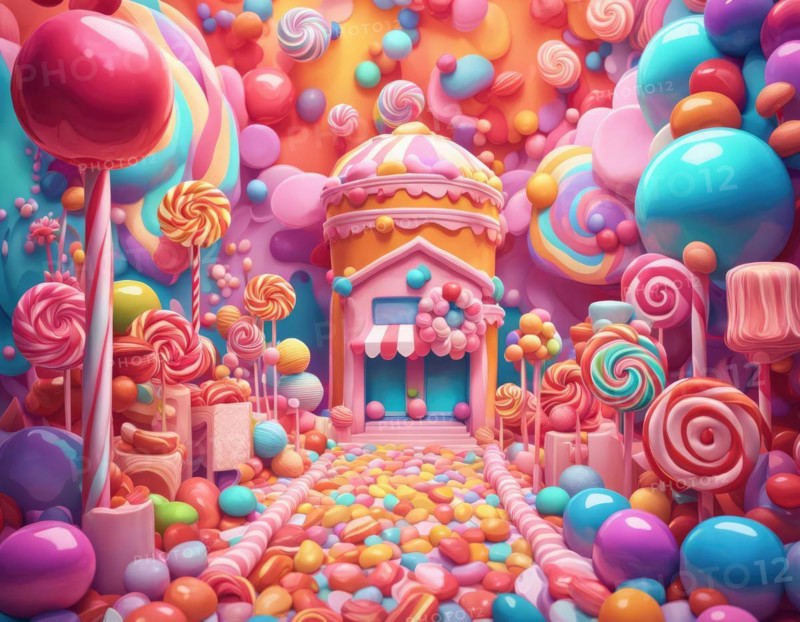 Abstract and fantastic background of colorful candies, AI generated