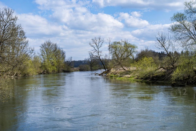 Pristine river landscape of the Danube near Lauterach, Munderkingen, Swabian Alb, Germany, Europe