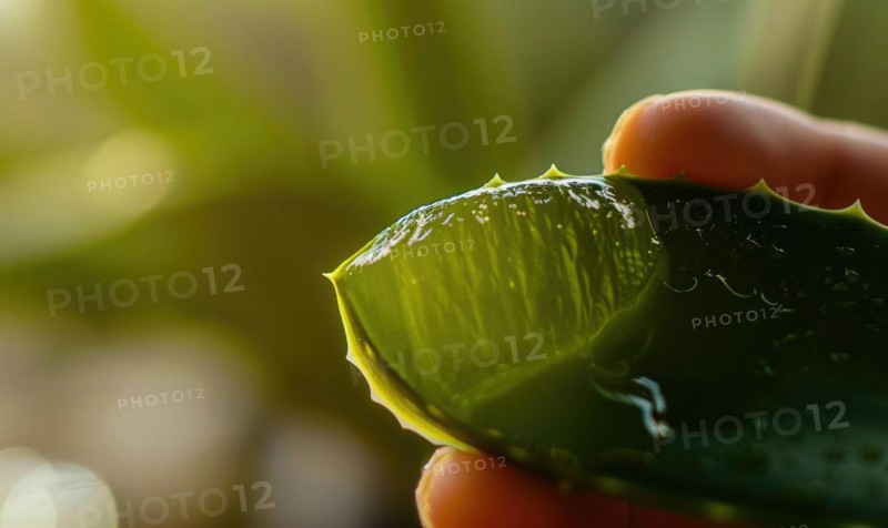 Close-up of cuted aloe vera leaf and water AI generated