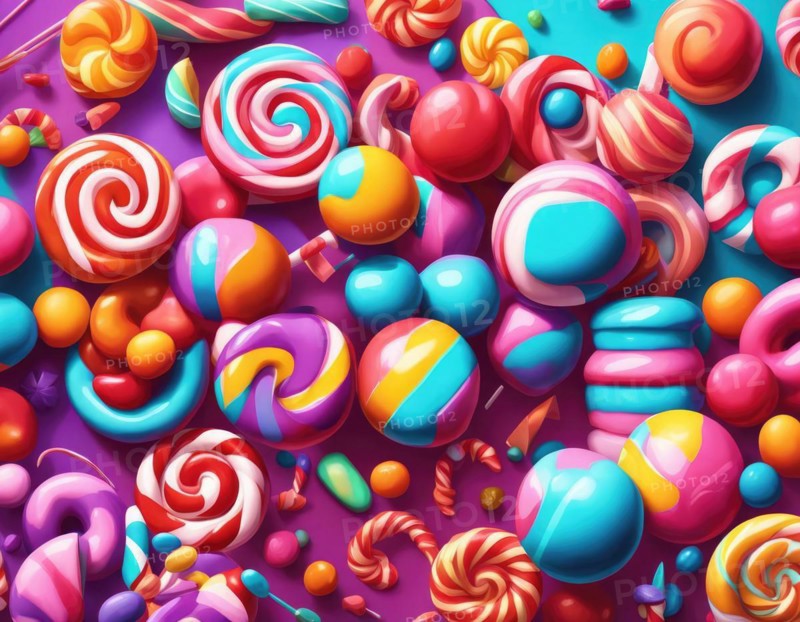 Abstract and fantastic background of colorful candies, AI generated