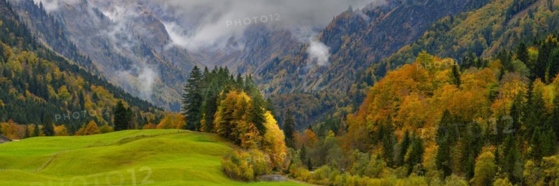 Autumn in the Trettachtal, near Oberstdorf, Oberallgaeu, Allgaeu, Bavaria, Germany, Europe