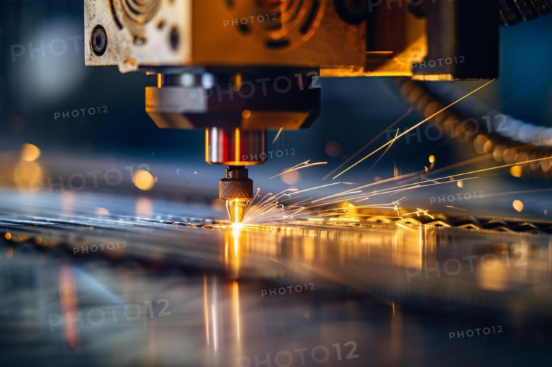 Close up of industrial laser cutting material. KI generiert, generiert, AI generated