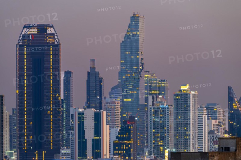 Panorama from Golden Mount, skyline of Bangkok, Thailand, Asia