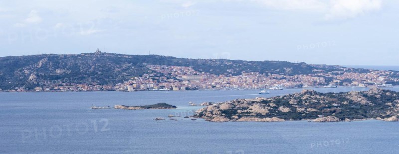 View of the coast at La Maddalena, panoramic photo, Palau, Sardinia, Italy, Oceania