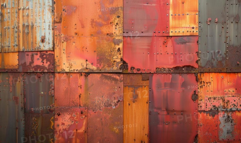 Rusted iron sheets in shades of deep orange and red, rusted metal background AI generated