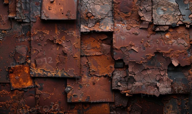 Abstract background with rusted metal plates in shades of deep brown and ochre AI generated