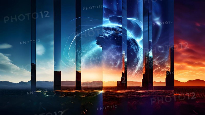 AI generated sequence of photos transitioning through a range of digital distortions symbolizing the process of change and evolution