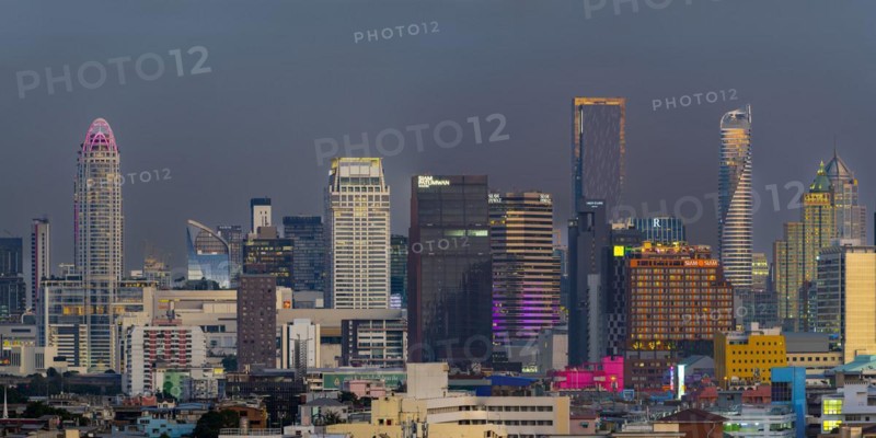 Panorama from Golden Mount, skyline of Bangkok, Thailand, Asia