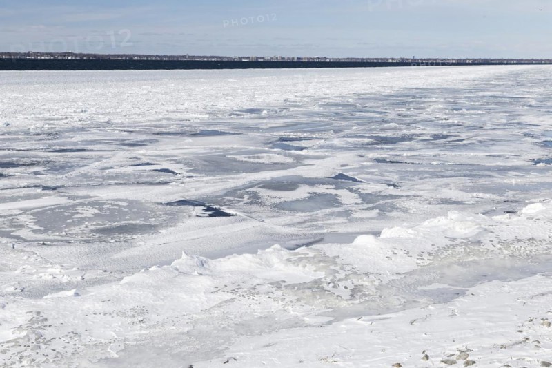 Winter, pack ice in the Saint Lawrence River, Province of Quebec, Canada, North America