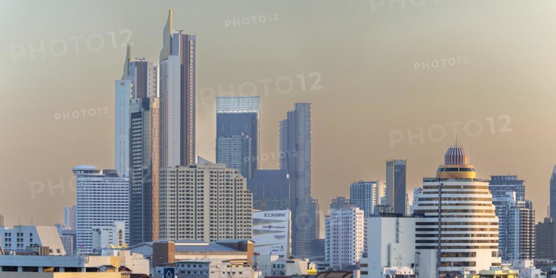 Panorama from Golden Mount, skyline of Bangkok, Thailand, Asia