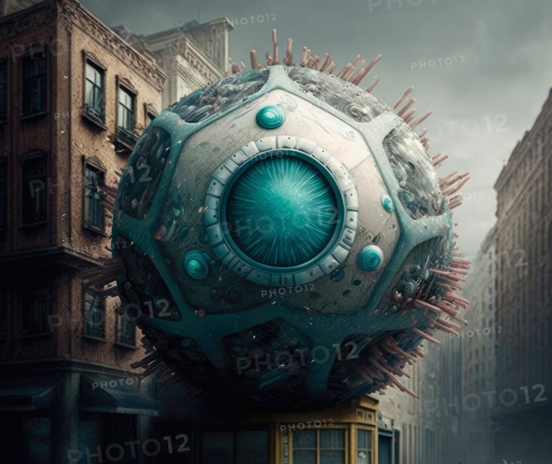 Huge alien virus threatens the planet. Generative AI image, AI generated