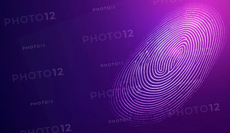 Abstract of fingerprint on gradation. generative AI, AI generated