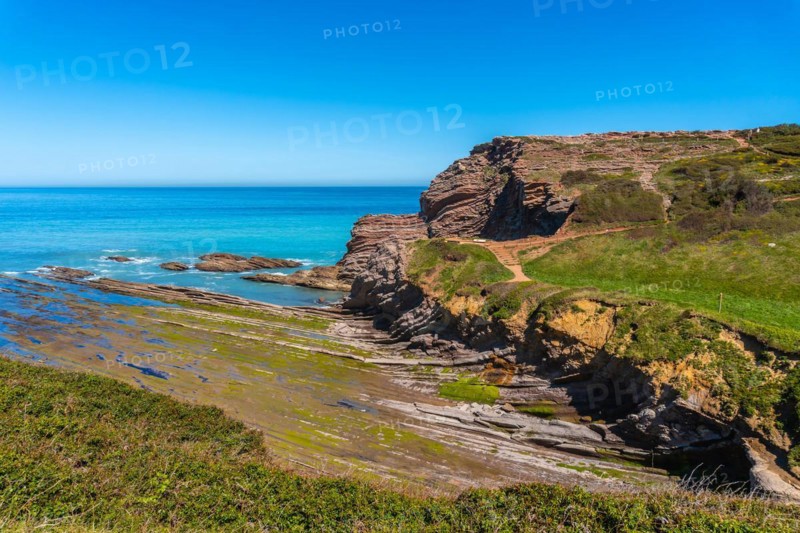 Cala Algorri with a coastal landscape in the flysch of Zumaia, Gipuzkoa. Basque Country