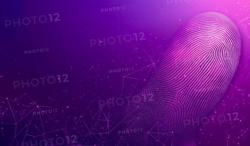 Abstract of fingerprint on gradation. generative AI, AI generated