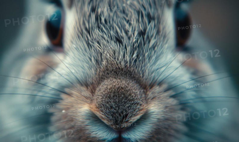 Close-up of a curious bunny's nose twitching AI generated