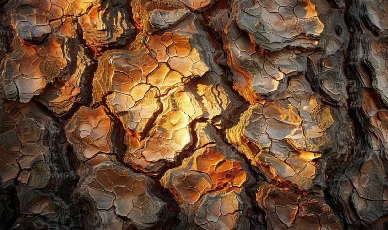 Close-up of pine bark with intricate patterns and textures AI generated