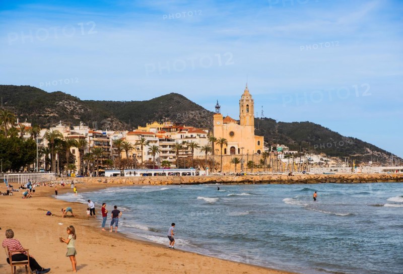 Beach and promenade in Sitges, Spain, Europe