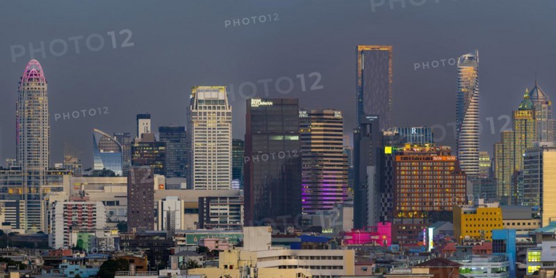 Panorama from Golden Mount, skyline of Bangkok, Thailand, Asia