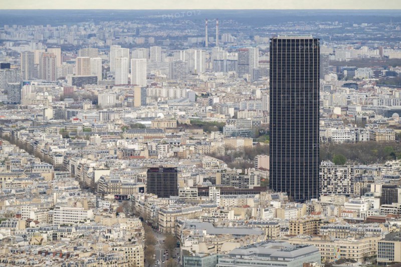 View from the height of the Eiffel Tower to the Montparnasse Tower, Paris, France, Europe