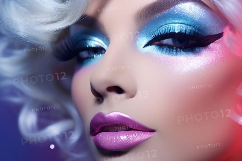 Close up of face of Drag Queen. KI generiert, generiert, AI generated