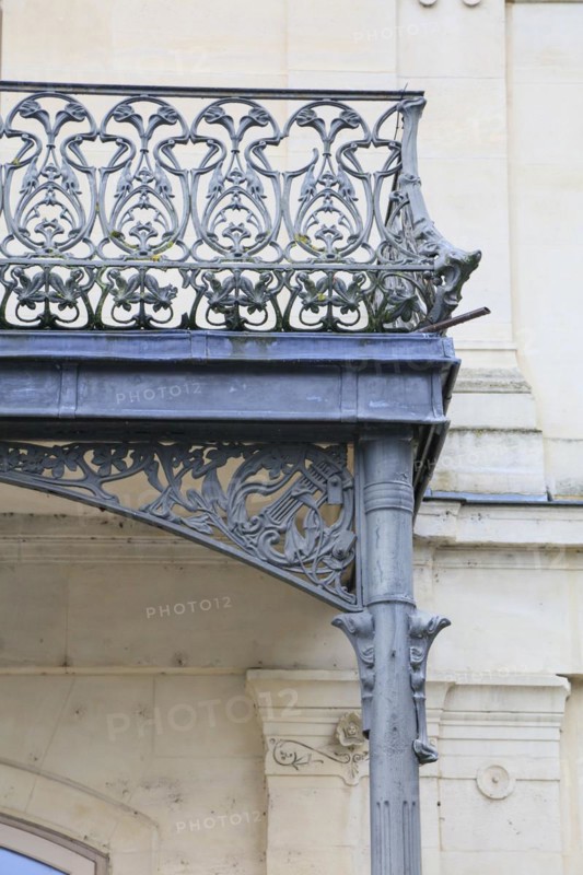 Municipal theatre, Theatre a l'Italienne with balcony railing designed by Hector Guimard in Art Nouveau style and manufactured in the municipal metal foundry Fonderies de Saint-Dizier, Saint-Dizier, Departement Haute-Marne, Region Grand Est, France, Europe