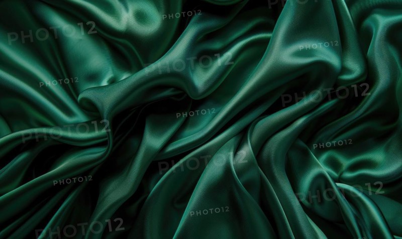 Background covered in opulent silk fabric in regal emerald green AI generated