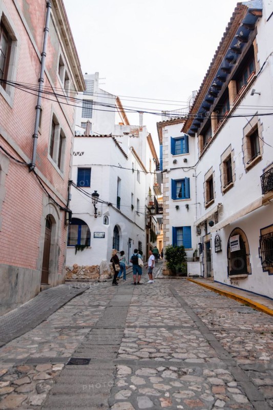 Alley in the old town centre of Sitges, Spain, Europe