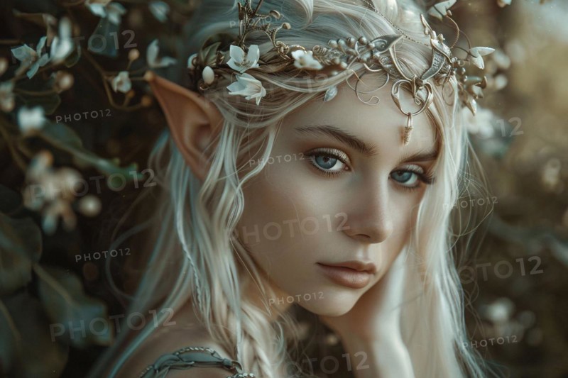 Beautiful elf woman with elven ears. KI generiert, generiert, AI generated