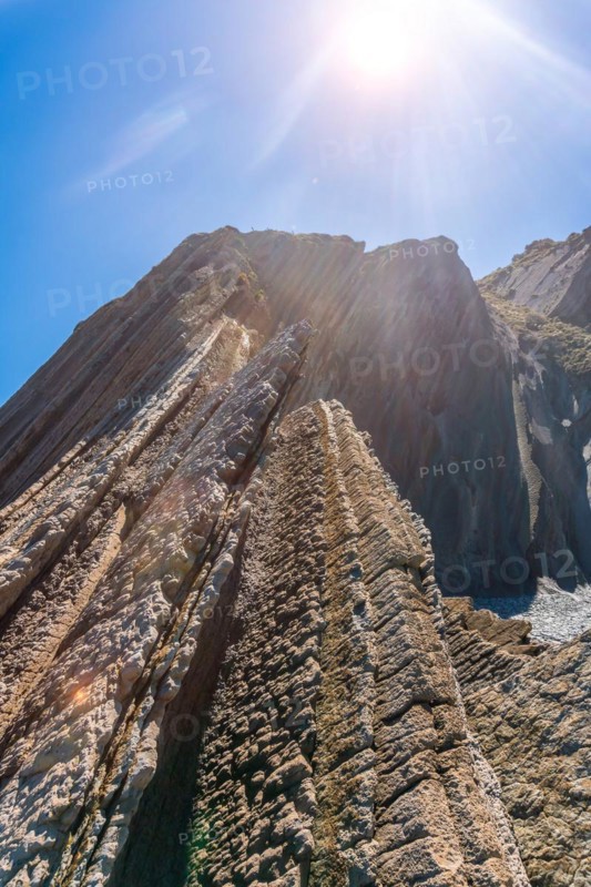 Flysch Basque Coast Geopark in Zumaia, Gipuzkoa. Layers of hard cohesive rocks interspersed with softer friable ones