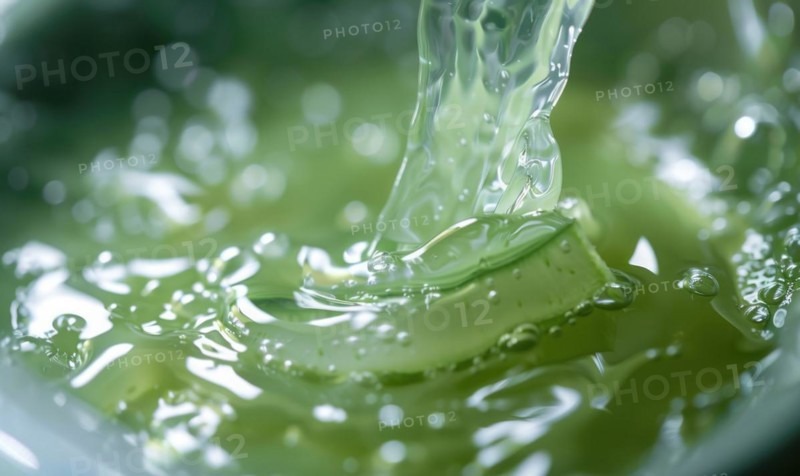 Close-up of aloe vera gel being extracted and blended with botanical oils and essences AI generated