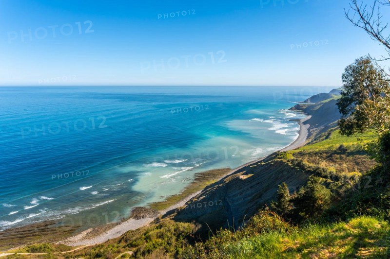 Beautiful coastal landscape in the flysch of Zumaia, Gipuzkoa. Basque Country