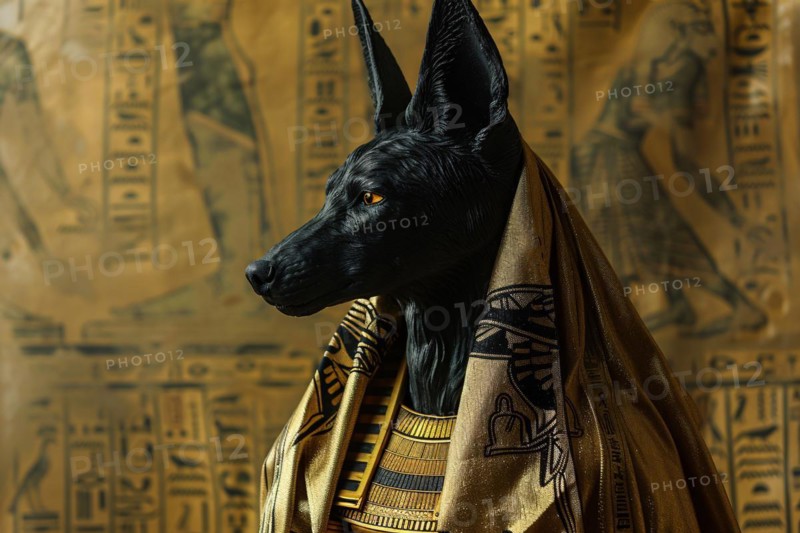 Egyptian god Anubis with head of a jackal. KI generiert, generiert, AI generated