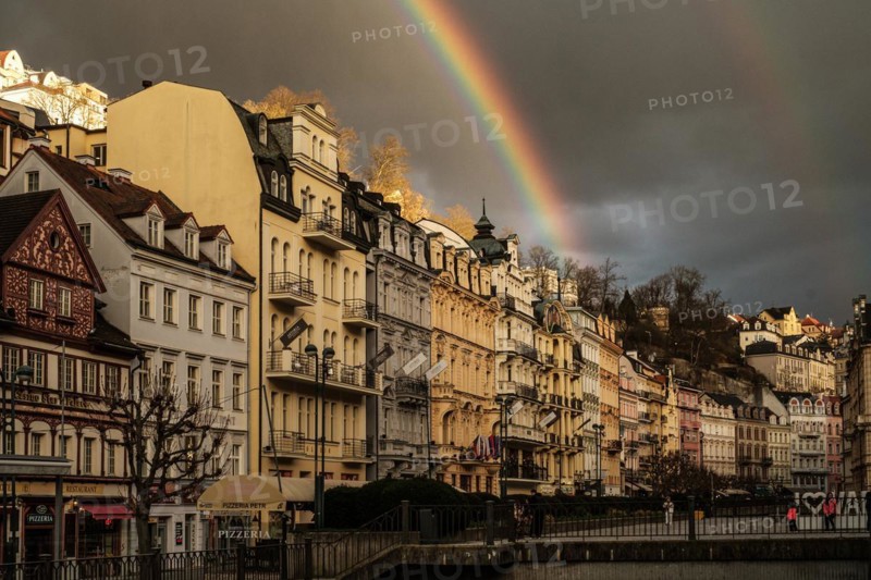 Weather, rainbow, spring, spa, wellness, travel, holiday, relaxation, spa centre, thermal spring, healing water, Karlovy Vary, Bohemia, Czech Republic, Europe