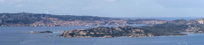 View of the coast at La Maddalena, panoramic photo, Palau, Sardinia, Italy, Oceania