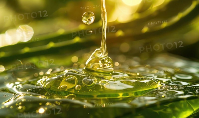 Close-up of aloe vera gel being extracted and blended with botanical oils and essences AI generated