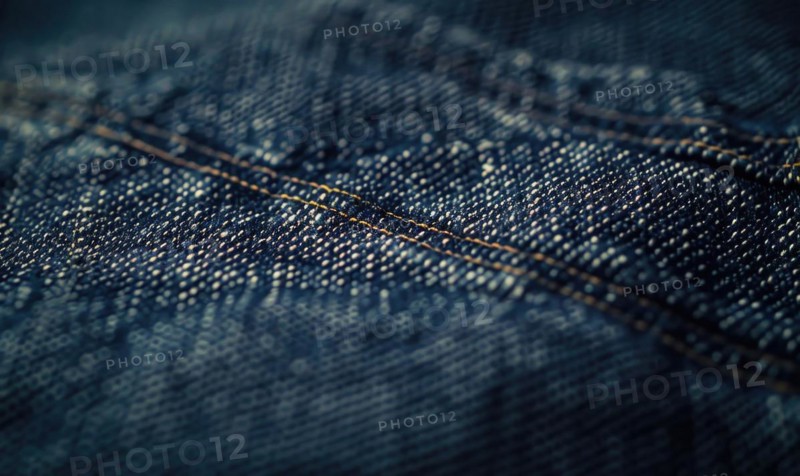 Closeup view of dark indigo denim material AI generated
