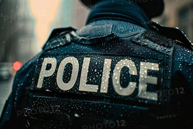 Back view of police officer. KI generiert, generiert, AI generated