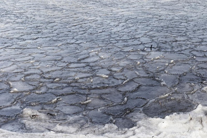Winter, ice pattern formation, Chateauguay River, Province of Quebec, Canada, North America
