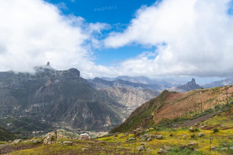 Beautiful landscape of Roque Nublo from a viewpoint. Gran Canaria, Spain, Europe