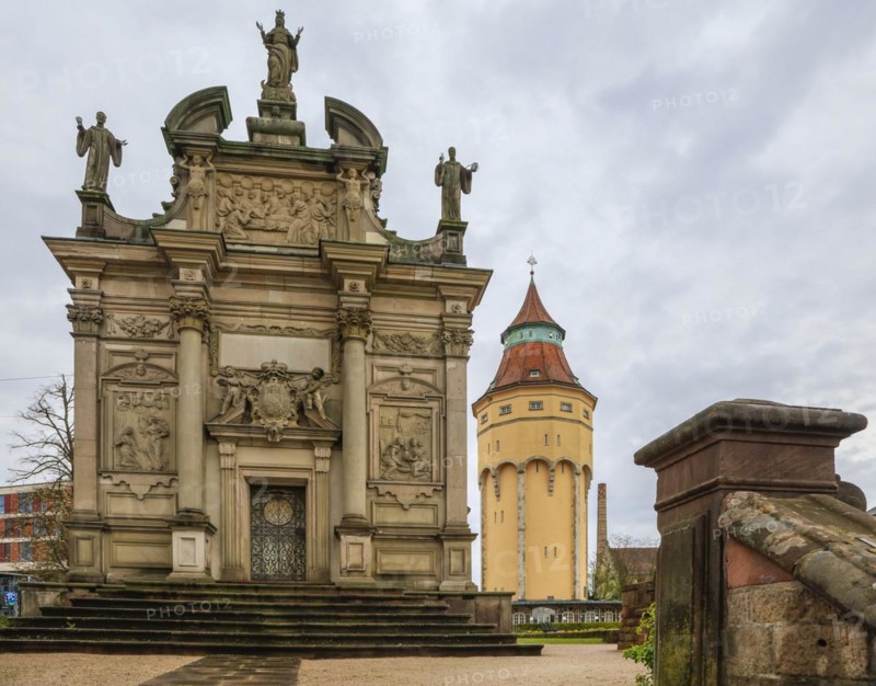 Einsiedeln Chapel, historic water tower, former residence of the Margraves of Baden-Baden, Rastatt, Baden-Wuerttemberg, Germany, Europe