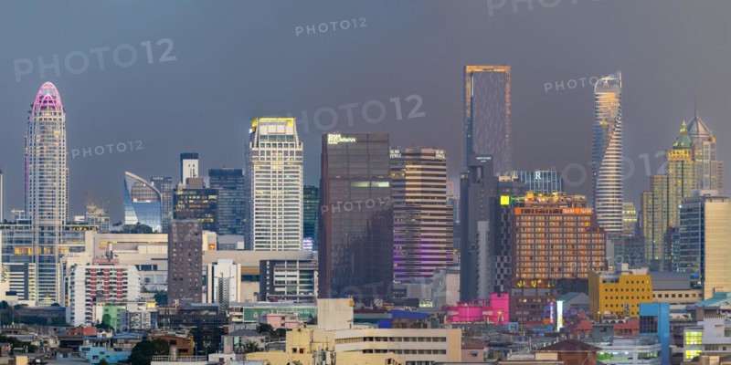 Panorama from Golden Mount, skyline of Bangkok, Thailand, Asia