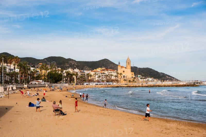Beach and promenade in Sitges, Spain, Europe