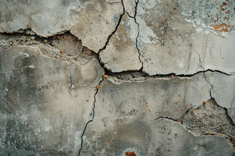 Cracked concrete wall. KI generiert, generiert, AI generated