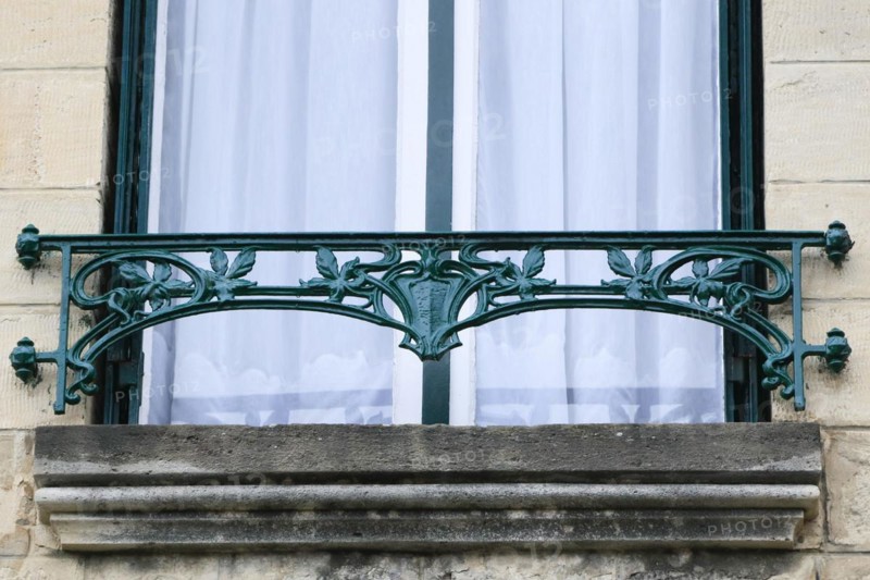 Window railings and balconies on residential buildings designed by Hector Guimard in the Art Nouveau style and produced in the municipal metal foundry Fonderies de Saint-Dizier, Saint-Dizier, Haute-Marne department, Grand Est region, France, Europe