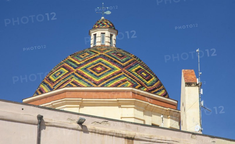 Doomed roof of the church San Michele, Alghero, Sassari province, Sardinia, Italy, South Europe, Europe