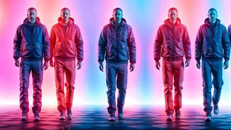 AI generated sequence of photos transitioning through a range of digital distortions symbolizing the process of change and evolution