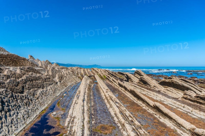 Beautiful landscape of the Flysch Basque Coast geopark in Zumaia, Gipuzkoa